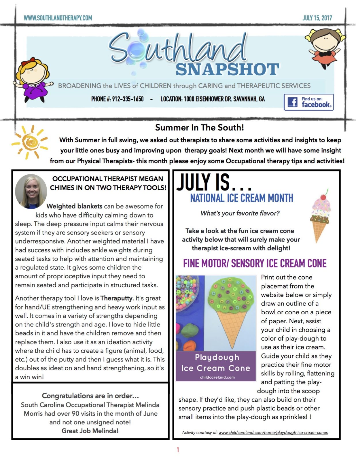 Newsletter July 2017 JPEG 1 Southland Therapy Services, Inc.